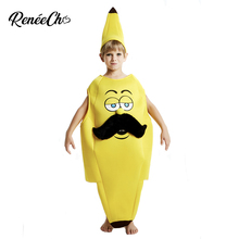 Reneecho Traje de Halloween Para Crianças Criança Traje de Banana Fruta Amarela Meninos Cosplay Role Play Para A Festa 2024 - compre barato