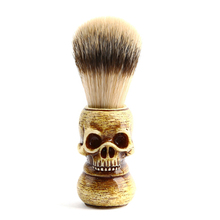 Escova de cabelo de badger de crânio para homens barbear barbear salão de beleza facial barba limpa ferramenta de barbear escova com cabo de madeira venda quente 2024 - compre barato