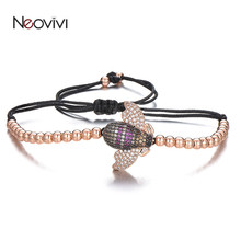 Neovivi Zircon Cicada Winged Insect Bee Charm Animal Bracelet DIY Handmade Braiding Macrame Bracelets Metal Beads Jewelry Gifts 2024 - buy cheap