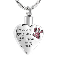 JJ001 Hold Blue/Pink Crystal Paw Print Memorial Pendant -No Long By My Side,Forever In My Heart Cremation Urn necklace For Pet 2024 - buy cheap