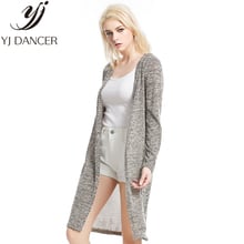 2018 primavera otoño nueva de talla grande de las mujeres de la moda tamaño grande largo color sólido abierta delantal delgada capa suéter Cardigan para mujer Ljj0142 2024 - compra barato