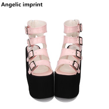 Angelic imprint new mori girl lolita shoes woman cosplay punk shoes lady high heels wedges Pumps women dress party sandals 14cm 2024 - buy cheap