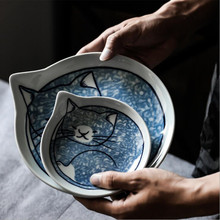 Prato de porcelana fofo de gato, sobremesa bandeja de bolo e vinagre, louças de cozinha cerâmica 1 peça 2024 - compre barato