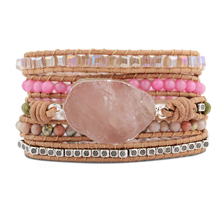 Bohemian Girls Gifts Handmade Pink Quartz Bracelet Natural Stone Bracelet 5 Wraps Bracelet For Women Bracelet Dropshipping 2024 - buy cheap