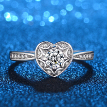 Anillo de compromiso LXOEN a la moda circonita con forma de corazón con Color plateado, anillos de amor de cristal para mujer, accesorios de joyería para fiestas 2024 - compra barato