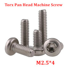 200 piezas M2.5 * 4 Torx Pan cabeza máquina tornillo 304 Acero inoxidable torx botón tornillos 2024 - compra barato