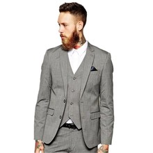New Design Cheap Grey Wedding Suits for Men (Jacket+Pants+vest) Men Suits Groom Tuxedos Groomsman Suits Business Formal Suit 2024 - buy cheap