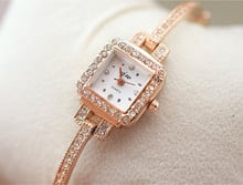 Jw-reloj pulsera para mujer, esfera cuadrada, de aleación, de cuarzo, de acero inoxidable, oro rosa 2024 - compra barato
