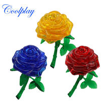 Coolplay DIY Funny 44pcs 3D Rose Puzzles Assembly Crystal Rose Jigsaw Model birthday New Year Gift toy for Children } 2024 - buy cheap