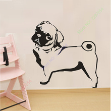 Pegatina de pared de vinilo con diseño de perro PUG, decoración del hogar, Mural de animales decorativos, calcomanía grande de transferencia para coche 2024 - compra barato