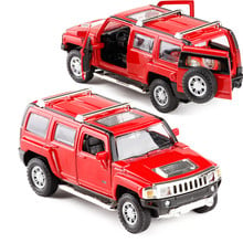 Hot sale 1:32 H3 off-road alloy model,simulation children's sound and light pull back die-cast metal model toys,free shipping 2024 - buy cheap