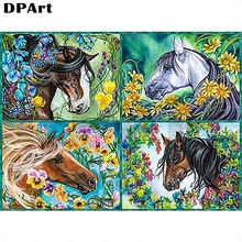 Pintura de diamantes 5D, bordado de punto de cruz, mosaico de diamantes de imitación, Cuadrado/redondo, flores y caballos, Zou264 2024 - compra barato