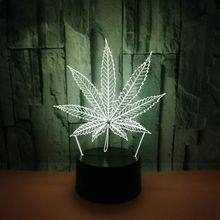 Leaf 3d Lamp Nine Green Leaves 3d Touch Control Small Table Lamp Children's room decoration 3D night light Usb Desk Lamp 2024 - buy cheap