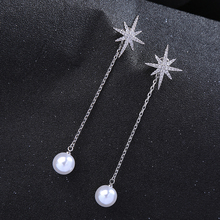 Fashion Jewelry Shiny Zircon Star Snowflake Long Earrings For Women Charm Imitation Pearl Acrylic Earrings Custom Accessories 2024 - buy cheap