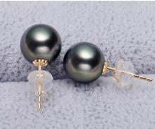 Pendientes de perla verde y negra de tahitian, joyería noble, stunning10-11mm, oro blanco de 14k, Envío Gratis 2024 - compra barato