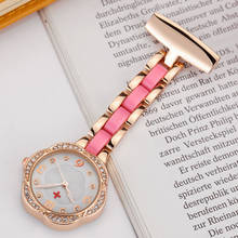 New Fashon Crystal Flower Dial Nurse Watch for Women Brooch Elegant Clip-on Watch Full Steel Analog Quartz Pocket Watches Gifts 2024 - buy cheap
