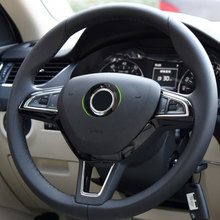 Jameo Auto Black Car Steering Wheel Decoration Trim Stickers for Skoda Octavia Superb 2014 2015 2016 Yeti Rapid Octavia A7 2024 - buy cheap