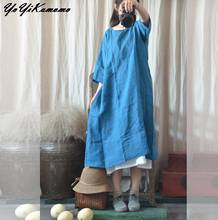 YoYiKamomo Vintage Mori Girl Dress 2018 Summer Solid Color Original Cotton Short Sleeve Loose Female Fashion Robe 2024 - buy cheap