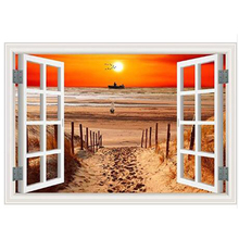 Fuera de la ventana, Diy bordado de diamantes, paisaje del amanecer, pintura de diamantes 5D, mosaico de puesta de sol, punto de cruz, arte, artesanía 2024 - compra barato