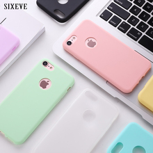 Soft Silicone Case for iPhone 6 S 6S 7 8 Plus 5 5S iPhone 12 Mini 11 Pro X XR XS Max 7Plus 8Plus Cute Candy Color rubber Cover 2024 - buy cheap