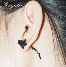 Regalrock Готическая Black Rose филиала: драгоценные сережки-гвоздики 2024 - купить недорого