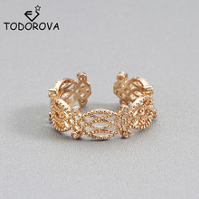 Женское кольцо с цветком Todorova, золотистое регулируемое кольцо с цветами, подарок на свадьбу 2024 - купить недорого