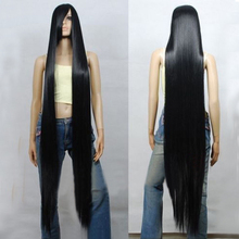 150cm Black Long Straight Heat Resistant Hair Cosplay Costume Wig + Free Wig Cap 2024 - buy cheap