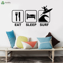 Eat Sleep Surf Wall Decal Surfing Sports Decals Surfboard Sticker Decor For Kids Bedroom Nyrsery Room Wallpaper Vinyl Art QQ400 2024 - buy cheap