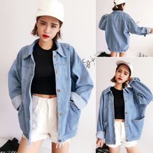 2021 Spring Summer New Women Ladies Long Sleeve BF Denim Jacket Oversized Large Pockets Vintage Loose Coat Harajuku Jean Jacket  2024 - buy cheap