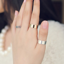 Женские гладкие кольца из трех частей с золотым и серебряным покрытием, винтажные кольца миди с цепочкой 2024 - купить недорого