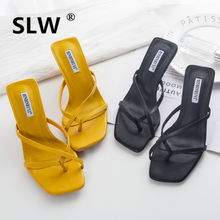 Thin Heels Flat Slippers Shoes Women Designer Slides Ladies Flip Flops Heeled Mules Soft Luxury Sliders 2019 Flip-flops 2024 - compre barato