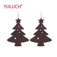 YULUCH New Arrival Wooden Christmas Tree Pendant Earrings for Fashion Women Retro National Jewelry Earrings Holiday Gifts 2024 - buy cheap