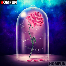 HOMFUN-pintura de diamante 5D DIY "flor rosa", cuadrados o redondos de imitación bordado de diamantes, estilo punto de cruz 3D, decoración para el hogar, A00706 2024 - compra barato