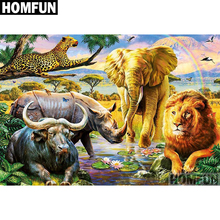 HOMFUN taladro cuadrado/redondo completo 5D DIY pintura de diamante "Bosque de animales" bordado punto de cruz 5D decoración del hogar regalo A04130 2024 - compra barato