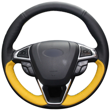 Negro Natural de cuero amarillo cuero Natural protector para volante de coche para Ford Fusion Mondeo 2013 2014 borde 2015, 2016 2024 - compra barato