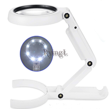 * Handheld Foldable 8 LED Folding Light Magnifier Portable 5X 11X Magnifying Glass Table Desk-type Lamp Loupe Lens for Newspaper 2024 - buy cheap