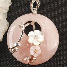 Frete grátis joias da moda concha flor concha pérola conta pingente cristal rosa mc3499 2024 - compre barato
