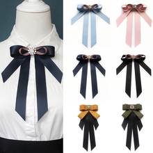 2021 Women Neck Collar Shirt Bow Tie Lady Rhinestone Crystal Wedding Suit Business Necktie School Uniform Chic Bowtie Accessory 2024 - buy cheap