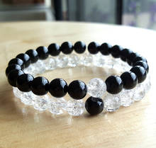 2Pc Set Couples bracelets Black Onyx/Matte Onyx  bracelet crack quartz bead unisex Yoga bracelet Meditation bracelets Mala 2024 - buy cheap