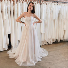 Boho Wedding Dresses Sweetheart Neckline 2019 White Ivory Beach Bridal Dress Lace Wedding Gown Vestidos De Noiva Sweep Train 2024 - buy cheap