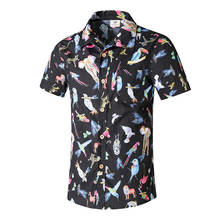 Chemise homme Casual Hawaiian Shirts Men Brand Clothing Breathable Short Sleeve Beach Shirt Animal print Camisa Masculina 5XL 2024 - buy cheap