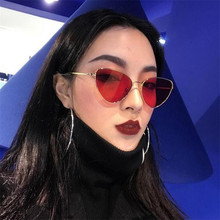 Ywjanp Cat Eye Women Sunglasses Tinted Color Lens Vintage Shaped Sun Glasses Women Eyewear 70s Luxe Red Female Sunglasses UV400 2024 - buy cheap