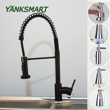 YANKSMART Blac Spring Kitchen Faucet Pull out Side Sprayer Single Handle Mixer Tap Sink Faucet 360 Rotation  Kitchen Faucets 2024 - buy cheap