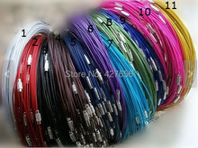 50pcs 18inch 12 Colors Round Stainless Steel Memory Wire Necklace Chain Hoop Chocker,1mm With Twist Clasp /Screw Clasp 2024 - buy cheap