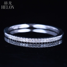 HELON-anillo de compromiso para mujer, oro blanco de 14K (AU585), diamante Natural de 0,1 CT, banda de media eternidad, joyería fina de aniversario 2024 - compra barato