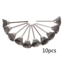 10pcs Cup Shape Steel Wire Wheel Brushes for Dremel Electric Tool Rust Cleaning Rotary Tool for The Engraver Abrasive Materials 2024 - buy cheap