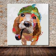Pintado a mano moderno abstracto perro Animal pintura al óleo en lienzo cuadros de arte de pared para sala de estar hogar obras de decoración No enmarcado 2024 - compra barato