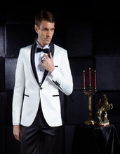 Groomsmen Shawl Lapel Groom Tuxedos One Button Men Suits Wedding/Prom/Dinner Best Man Blazer ( Jacket+Pants+Tie )costume homme 2024 - buy cheap