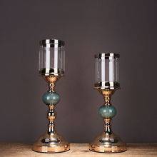 Candelabros decorativos dourados nórdicos, peças centrais de casamento para mesas, castiçal de vidro, suporte de velas, decoração para casa 2024 - compre barato