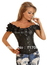 Free shipping ML4049 Black Brocade Pattern Boned Corset Vest Tops Sexy Lingerie Corset with g-string (S/M/L/XL) 2024 - buy cheap
